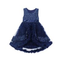 HnH Marketing Turkish Fancy Frill Fairy Frock For Kids-6-10 Months-Blue