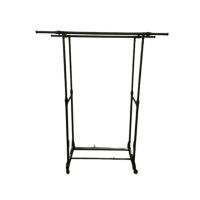 Easy Shop Double Pole Cloth Hanging Stand with Shoe Rack - Black