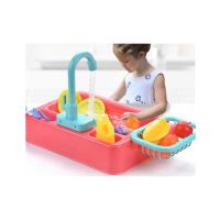 ShopEasy Electric Dishwasher Kitchen Sink Toy with Running Water (19 pcs set)