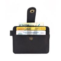 Idrees Leather Card Holder For Unisex Black