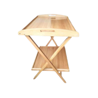 MRB TRADE Double Shelf Foldable Table Beech Wood