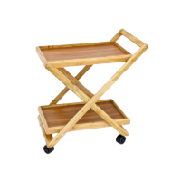 Easy Shop Wooden Two Flappers Tea Trolley