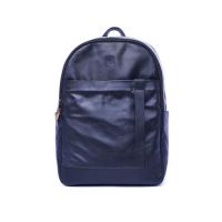 Pious Leather Laptop Bag - Navy Blue