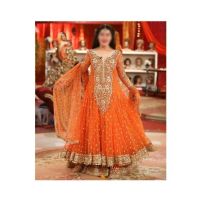 Mehakmall Embroidery Net Party Wear Suit For Women Oarange