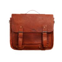 Snug Austin Grainy Style Double Studs Leather Laptop Bag Tan