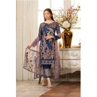 Waqas inc Embroidery Unstitched Chiffon 3 Piece Suit (0025)