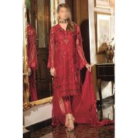 Waqas inc Embroidery Unstitched Chiffon 3 Piece Suit (0026)