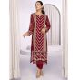 Azure Sangria Chiffon Festive Unstitched 2 Piece Suit Red (SGAZK175)