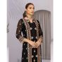 iShopping - Azure Floral Fiesta Chiffon Festive Unstitched 2 Piece Suit Black (FFAZK170)