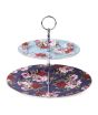 iShopping - Easy Shop Floral Ceramic Cup Cake Stand - 2 Tiers