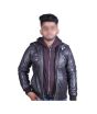 Toor Traders Biker Leather Jacket With Removable Hood For Men