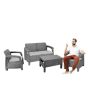 iShopping - Boss Newly Designed Rattan Allegra Plastic Sofa Set with Printed Cushions