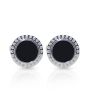 iShopping - Cufflers Classic Silver and Black Circle Cufflinks - (CU-0019)