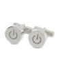 iShopping - Cufflers White Circle Power Button Cufflinks - (CU-4003)