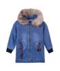 HnH Marketing Long Denim Jacket With Fur Lined Cap For Women 