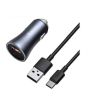 iShopping - Baseus Metal 40W Type-C + USB Car Charger With Type C Cable Black