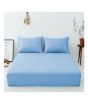 Maguari Luxury Cotton Fitted Single Bed Sheet With Pillow Cover Sky Blue