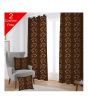 Maguari Taffeta Embriodery Curtain With Cushion Cover 2 Pcs Brown Flower