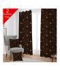 Maguari Taffeta Embriodery Curtain With Cushion Cover 2 Pcs Dark Brown