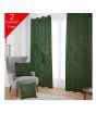 Maguari Taffeta Embriodery Curtain With Cushion Cover 2 Pcs Green (0084)