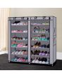 Israr Mall Double Door Metal Shoe Rack With Zipped Doors - Grey